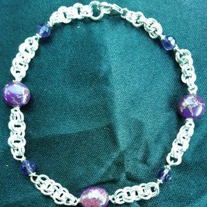 925 sterling silver amethyst mojave purple turquoise bracelet